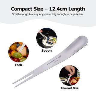 Boundless Voyage Titanium Dual-Sử Dụng Bộ Muỗng Nĩa 5 Chiếc Siêu Nhẹ Cắm Trại Dao Kéo Cho Trái Cây, Cà Phê, Kem Ti1126T
