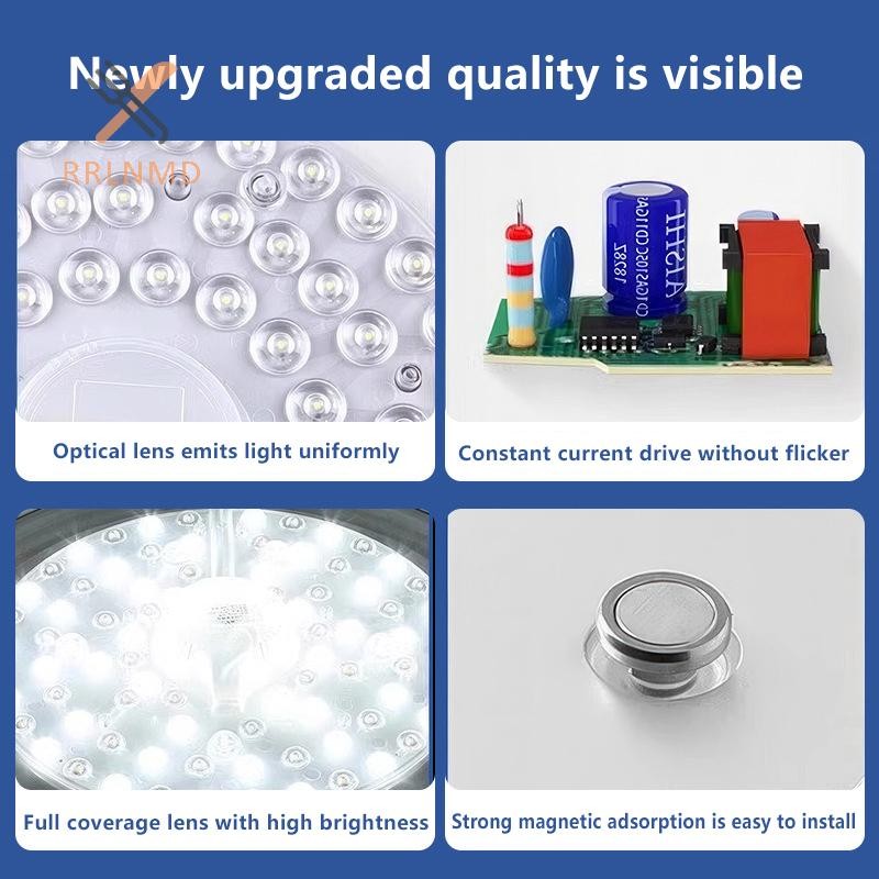 RRLNMD 1 Bộ Bảng Điều Khiển Đèn LED Hút Từ Tính Vòng Tròn 12W 18W 24W 36W 48W 72W LED Tròn AC220V Đèn Trần Nguồn Sáng MỚI