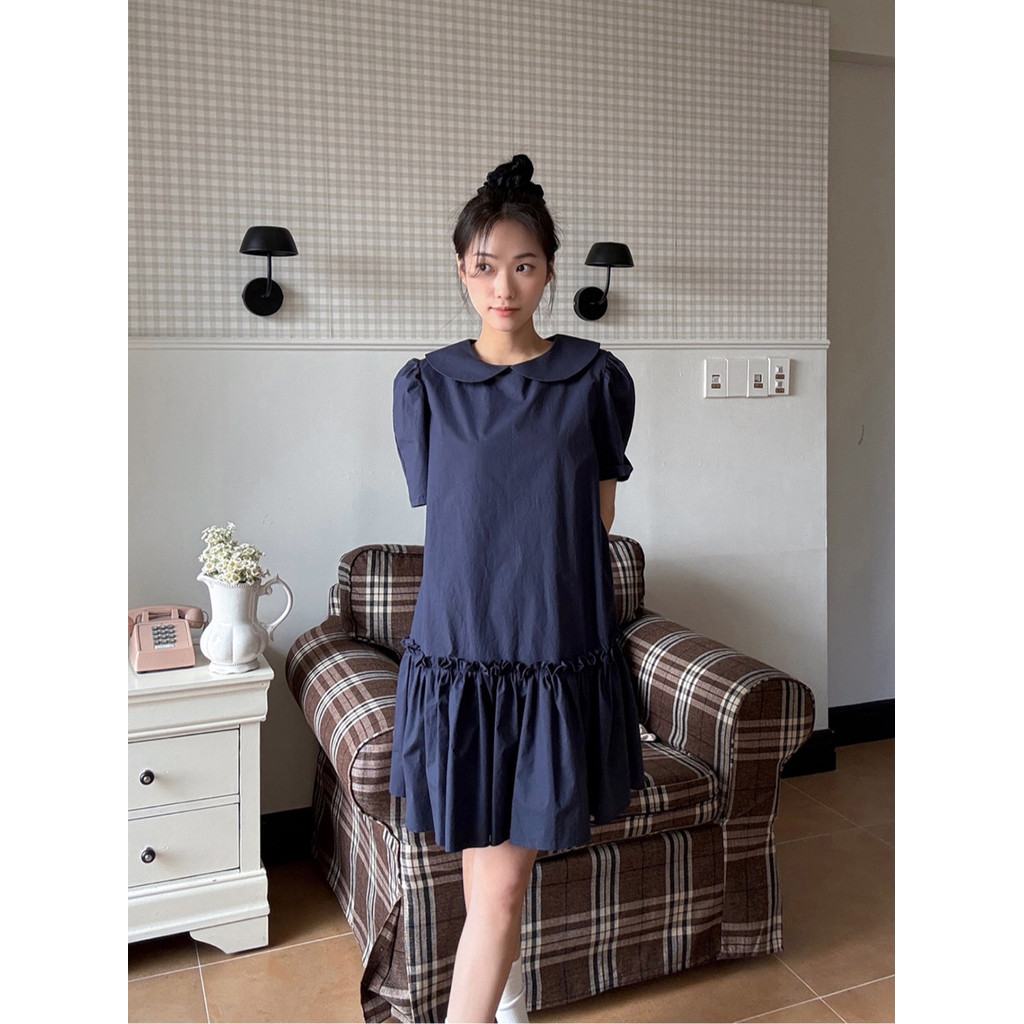 SUXI Váy cổ búp bê Hàn Quốc đơn giản mùa hè mới dành cho nữ 250602