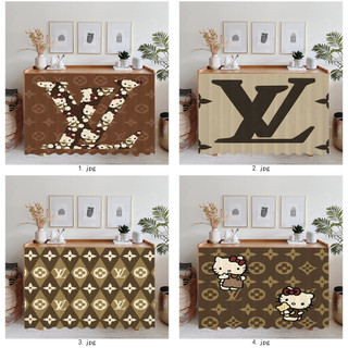 LV Light Phong cách sang trọng Rèm tủ Polyester họa tiết thương hiệu cao cấp, Rèm chống bụi nhà bếp và rèm xấu xí chống dầu, chống thấm nước và dễ lau chùi (không bao gồm thanh)