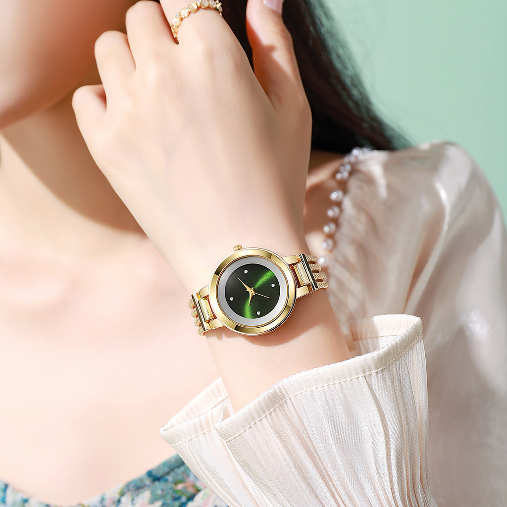 Đồng hồ nữ Bộ kim cương đơn giản và đa năng Đồng hồ thạch anh Đồng hồ đeo tay dây thép (KHÔNG CÓ HỘP)