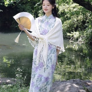 Phong Cách Retro Phong Cách Quốc Gia Khăn Choàng Tam Giác Sườn Xám Áo Khoác Ngoài Dệt Kim Nghệ Thuật Phong Cách Dân Tộc Khăn Choàng Internet Người Nổi Tiếng Giảm Béo Thanh Lịch
