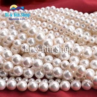 Hạt Trai Chuỗi Ngọc Nhân Tạo Tròn Có Lỗ Làm Dây Chuyền, Vòng Đeo tay Trang Sức Handmade