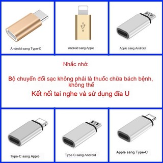 Đầu chuyển sạc Micro / iOS / Type-C – Dùng cho điện thoại, máy tính bảng iPhone, Samsung, Xiaomi, Huawei