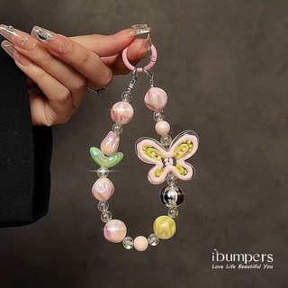Ibumpers Cá Tính Sáng Tạo Bướm Đính Hạt Tay Dây Xích Cổ Tay Ngắn Dây Điện Thoại Móc Chìa Khóa Túi Mặt Dây Chuyền