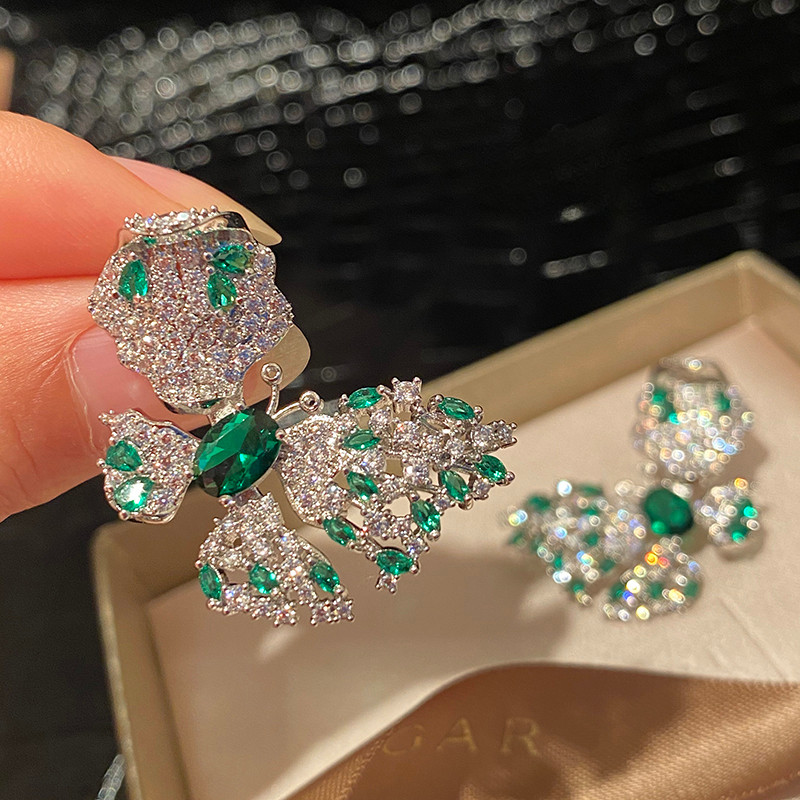 Phong Cách Mới Dài Zircon Hoa Ánh Sáng Bông Tai Tua Rua Sang Trọng