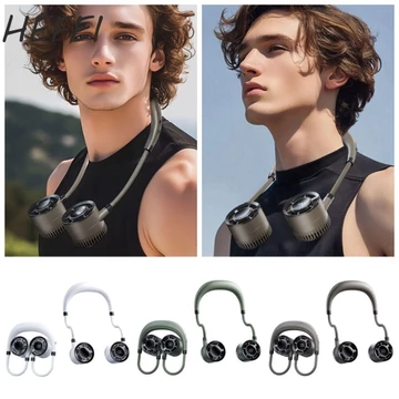 Quạt treo cổ HEFEI, 360° Có thể uốn cong 4 tốc độ Quạt di động có thể gập lại có thể điều chỉnh, Máy điều hòa cá nhân Siêu yên tĩnh Gió mạnh An toàn có thể đeo được Quạt đeo cổ văn phòng
