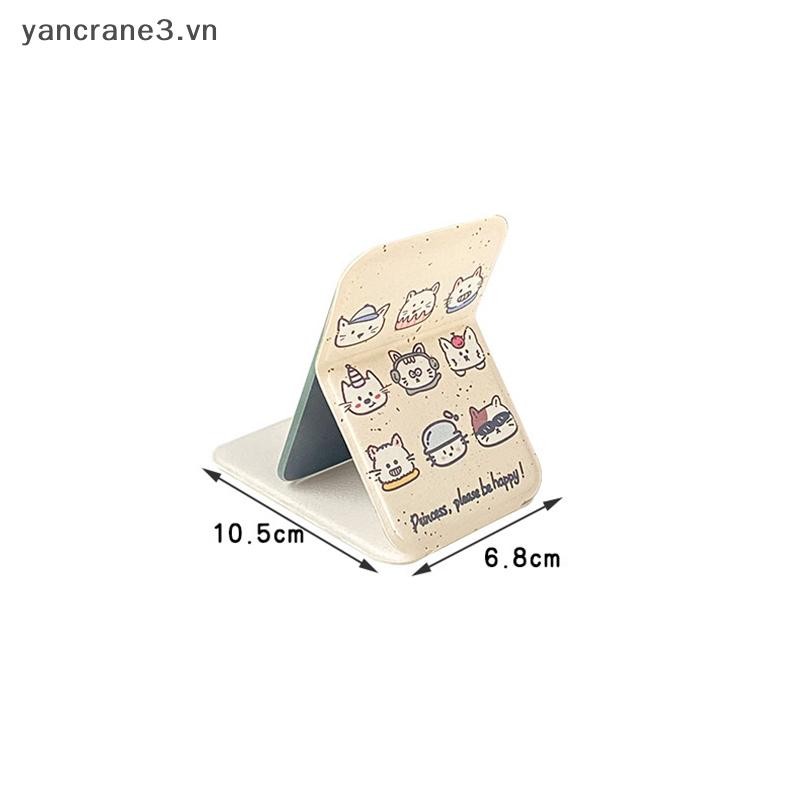 {YAN} Gương trang điểm để bàn bằng da màu trơn Gương trang điểm cầm tay có thể gập lại đơn giản dành cho học sinh Gương bỏ túi nhỏ gọn dễ thương {ya}