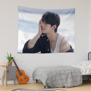 CHA EUN WOO Tấm thảm Polyester in một mặt, Tấm thảm ngôi sao, Trang trí nền nhà cửa, Vật dụng làm đẹp căn phòng (có kẹp)