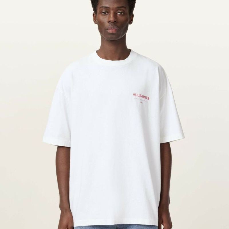 ALLSAINTS In Chữ Dạo Phố Áo Thun Tay Ngắn Mùa Hè Rời Áo tee Thường Ngày