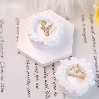 Giá đỡ nhẫn tròn hình hoa bằng thạch cao, giá đỡ trang sức, giá đỡ nhẫn trang trí, đạo cụ chụp ảnh 9BLH