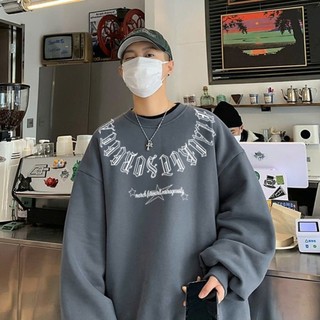 Áo Sweater Chữ Cổ Cổ Tròn Sweater  From Rộng Phong Cách Nam Nữ Phom Rộng Phong Cách -Nam Nữ Top Women Menswear