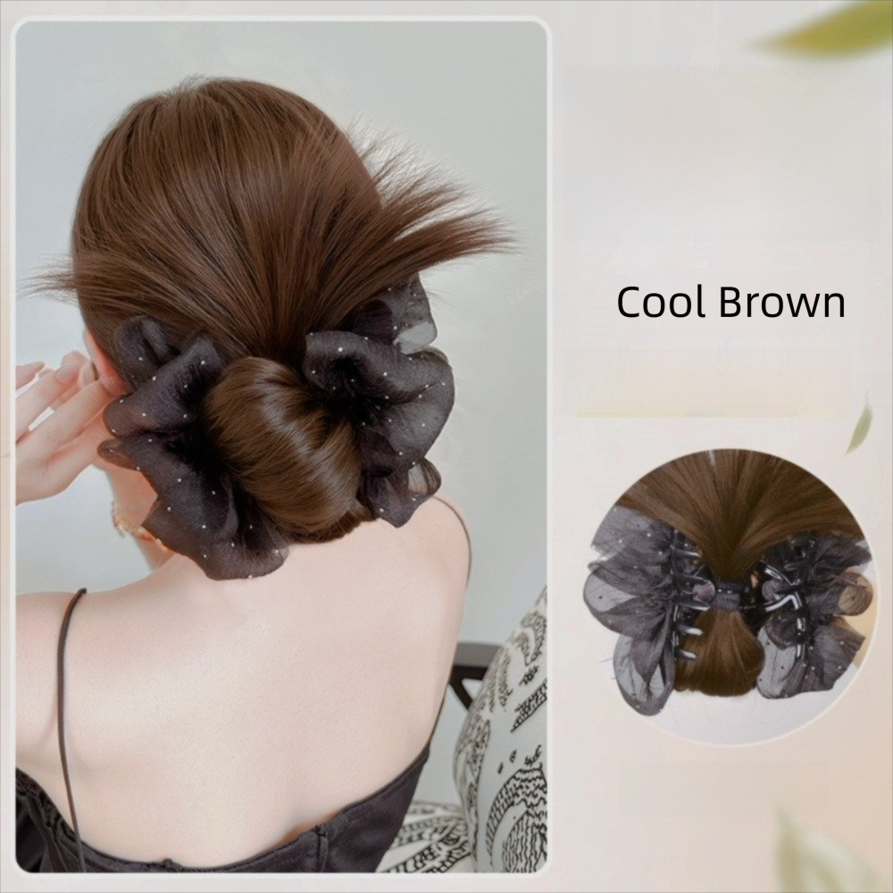 SUNKISSD Tóc Giả Bun Head, Lưới Tóc Tự Nhiên, Kẹp Vuốt, Tổng Hợp Lông Tơ, Phụ Kiện Tóc