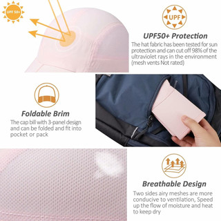 GADIEMKENSD UPF 50 + Mũ câu cá gấp Mũ chống nắng ngoài trời Mũ câu cá màu hồng được thiết kế đặc biệt dành cho nữ