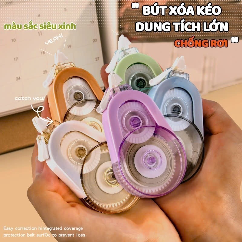 Set 5 Băng Xóa Thiết Kế Hoạt Hình  Văn Phòng Phẩm - Cuộn Băng Keo Xóa Mờ Trong Suốt Sức Chứa Lớn Tiện Dụng