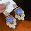 Đẹp Gradient Phong Cách Dài Tính Khí Tua Rua Ngọc Trai Zircon Bông Tai Thanh Lịch Sang Trọng