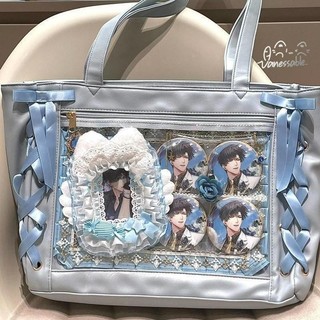 Túi tote một vai thời trang đa năng, có thể trưng bày huy hiệu, sức chứa lớn, phim hoạt hình anime mới của Nhật Bản