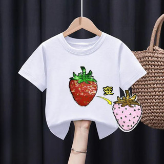 2025 Hổ Và Dưa Hấu Lật Sequin Áo Thun Cho Trẻ Em Bé Trai Bé Gái Hoạt Hình Mùa Hè Graphic Tee