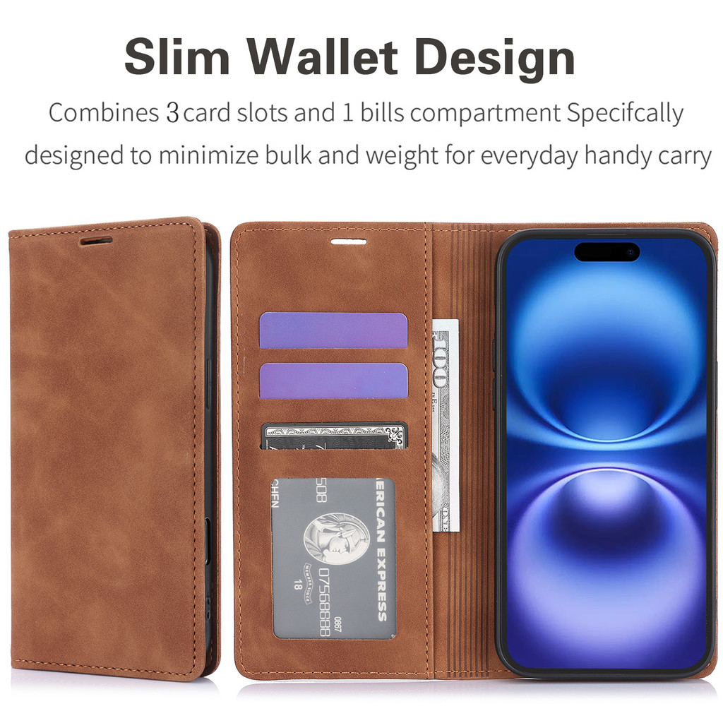 Ốp Điện Thoại Da Lật Retro Matte Cho Iphone 16 16E 15 14 13 12 11 Pro Max XS XR X Plus Có Đựng Thẻ Ví Bìa Sách