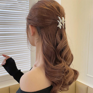 Ngọt Ngào Đuôi Cá Nửa Tie Tóc Nữ Cao Cấp Kim Cương Giả Ngọc Trai Tóc Mũ Đội Đầu