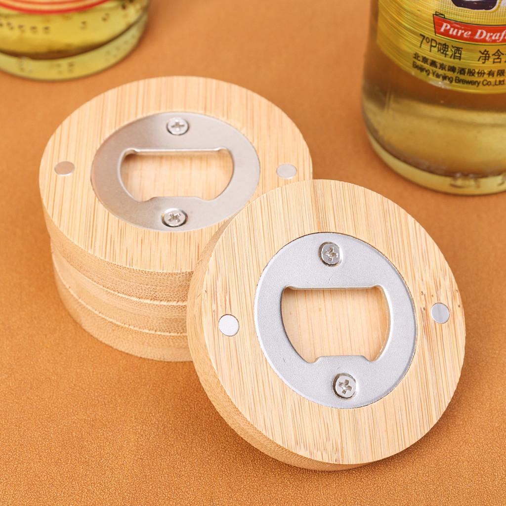 [H & L] 1 / 3 / 5 Dụng cụ mở nắp chai từ tính cao cấp - Cạnh thép 304 & Nam châm Neodymium công suất cao, Bề mặt tre không gỉ, Đa năng làm móc khóa / Dụng cụ sắp xếp tủ lạnh