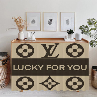 LV Light Phong cách sang trọng Rèm tủ Polyester họa tiết thương hiệu cao cấp, Rèm chống bụi nhà bếp và rèm xấu xí chống dầu, chống thấm nước và dễ lau chùi (không bao gồm thanh)