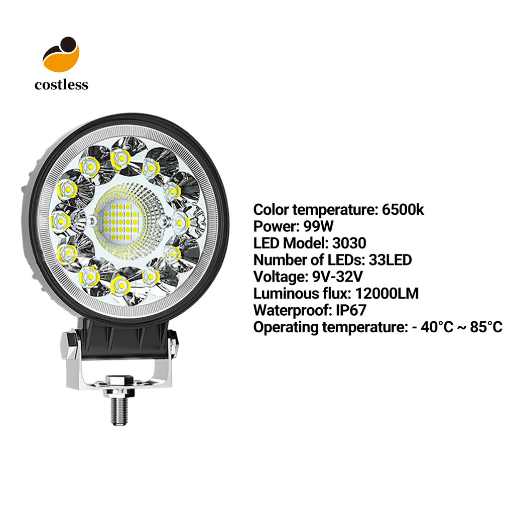 Đèn lái xe phía trước không tốn kém Tuổi thọ cao 6500K Đèn LED làm việc 4 Inch cho xe Jeep