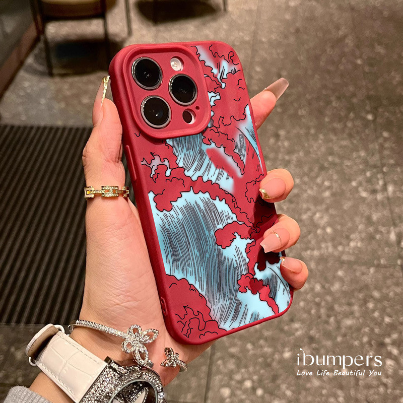 ibumpers Ốp Điện Thoại iPhone Họa Tiết Đám Mây Sóng Nghệ Thuật Đẹp Cho IPhone 16 15 14 12 13 11 Pro Max IP 7 8 Plus X XS XR Xếp Ly Ốp Lưng Silicon Mềm Chống Sốc