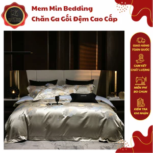 Bộ Chăn Ga Gối Chất Liệu Gấm Dệt Họa Tiết Nổi 3D Sang Trọng Thượng Hạng - MemMinbedding
