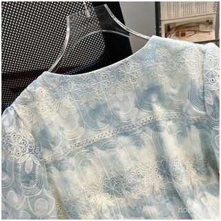 Áo blouse chiffon tay ngắn thêu ren kiểu dáng mới mùa hè 2025 cho phụ nữ