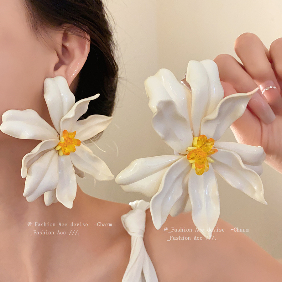 [Jewbeauty] Bông tai hoa acrylic kim bạc bông tai bohemian cá tính thời trang phong cách kỳ nghỉ bông tai
