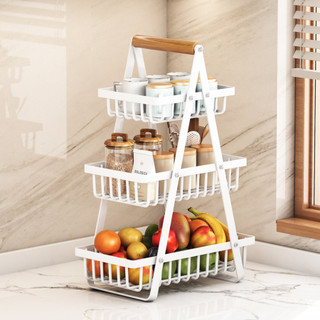 Kệ Đựng Đồ Nhà Bếp MAISON Đa Năng 3 Tầng, Giỏ Đựng Gia Vị, Trái Cây, Decor Thép Cacbon Cao Cấp Chống Gỉ