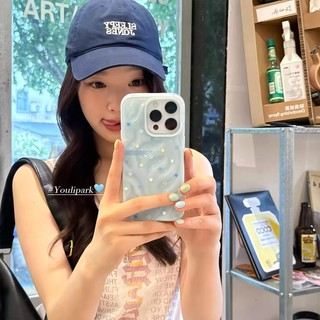 Hàn Quốc Nơ Trắng Ngôi Sao Khung Bên Họa Tiết In Hình Chống Bụi Bẩn Xếp Ly Cho iPhone 16Promax 15Promax 13 14 Pro Max Silicon Mềm Chống Sốc Ngọt Ngào Nữ Tính Vỏ Di Động
