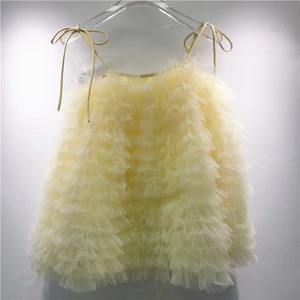 Mùa Hè 2025 Phong Cách Mới Ngọt Ngào Tính Khí Màu Kẹo Buộc Dây Đeo Vai Melaleuca Gạc Camisole