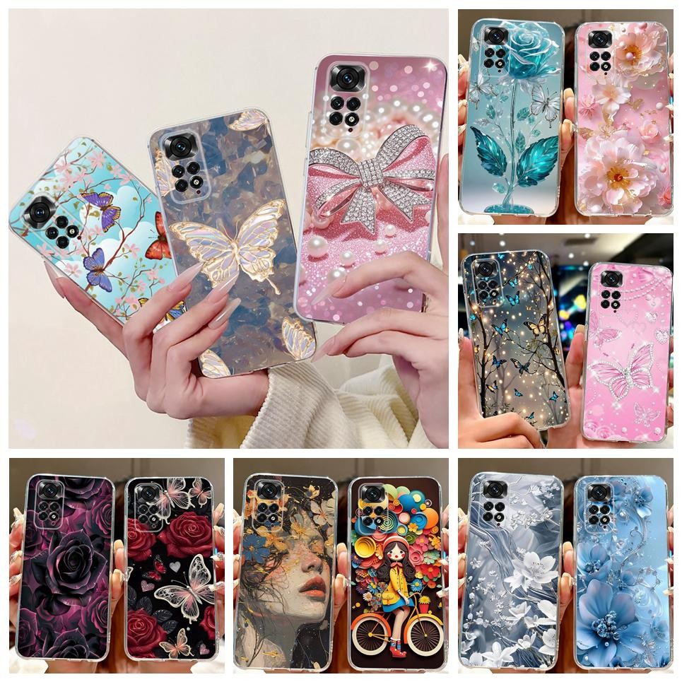 Vỏ Bướm Hoa Sang Trọng Cho Xiaomi Poco M4 Pro 4G 5G PocoM4 M4Pro M 4 Ốp điện thoại Mềm Trong Suốt Ốp điện thoại Nơ Trái Tim Tình Yêu