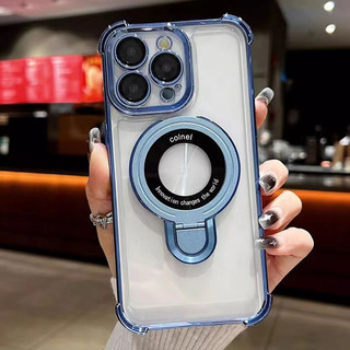 Ốp lưng iPhone có giá đỡ từ tính hỗ trợ túi khí bốn góc chống sốc cho iPhone 11 12 13 14 15 16 17 Pro Max