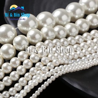 Hạt Trai Chuỗi Ngọc Nhân Tạo Tròn Có Lỗ Làm Dây Chuyền, Vòng Đeo tay Trang Sức Handmade