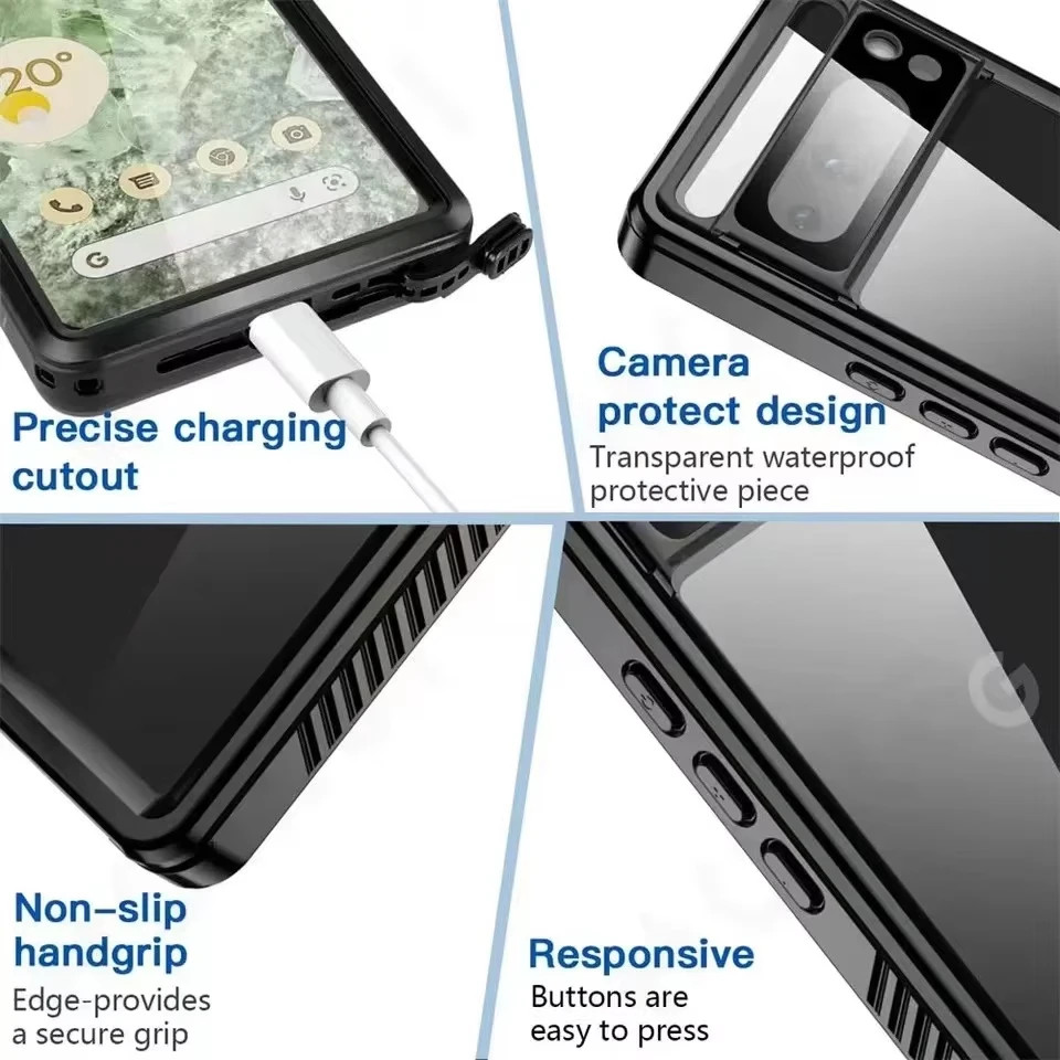 Ốp Chống Thấm Nước IP68 Cho Google Pixel 9 Pro 8A 8 8 7 Pro 7A 7 6A Lặn Lặn Dưới Nước Bơi Thể Thao Ngoài Trời