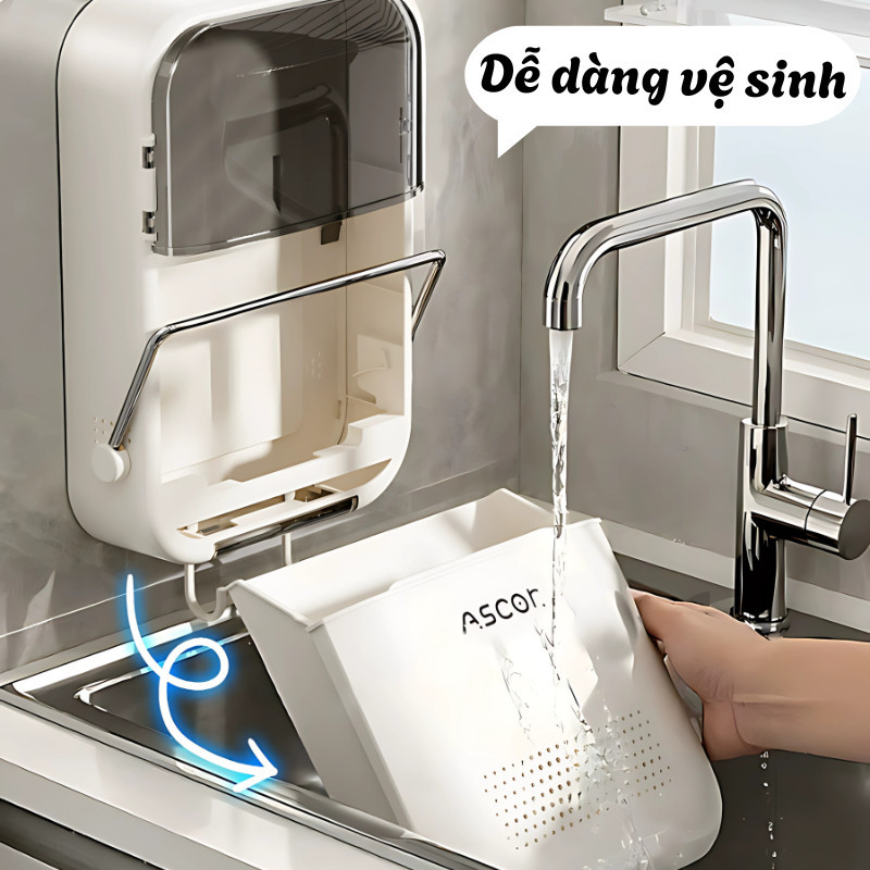 [BẢN NÂNG CẤP] Hộp Đựng Đũa Treo Tường Mới 2025, Ống Đựng Đũa Gia Đình Cao Cấp, Giỏ Đựng Đồ Bếp Đa Năng Dinohome