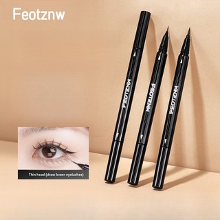 Feotznw Bút kẻ mắt hai đầu Slender Newbie Hiện vật chống mồ hôi Sửa trang điểm mà không cần tô màu Đầu mỏng Bút kẻ mắt mịn tự nhiên