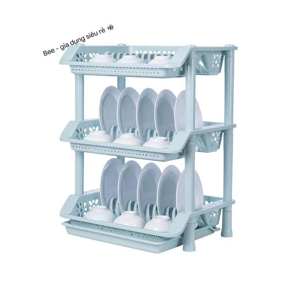 Kệ úp bát 2 tầng 3 tầng có khay hứng nước thiết kế bắt mắt decor phòng bếp Việt Nhât (mã 5595-2,3)
