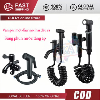 Bộ Vòi Xịt Toilet Tăng Áp Đa Năng, 1 Đầu Vào - 2 Đầu Ra, Ống Mềm 2m, Giá Đỡ Không Đục Lỗ