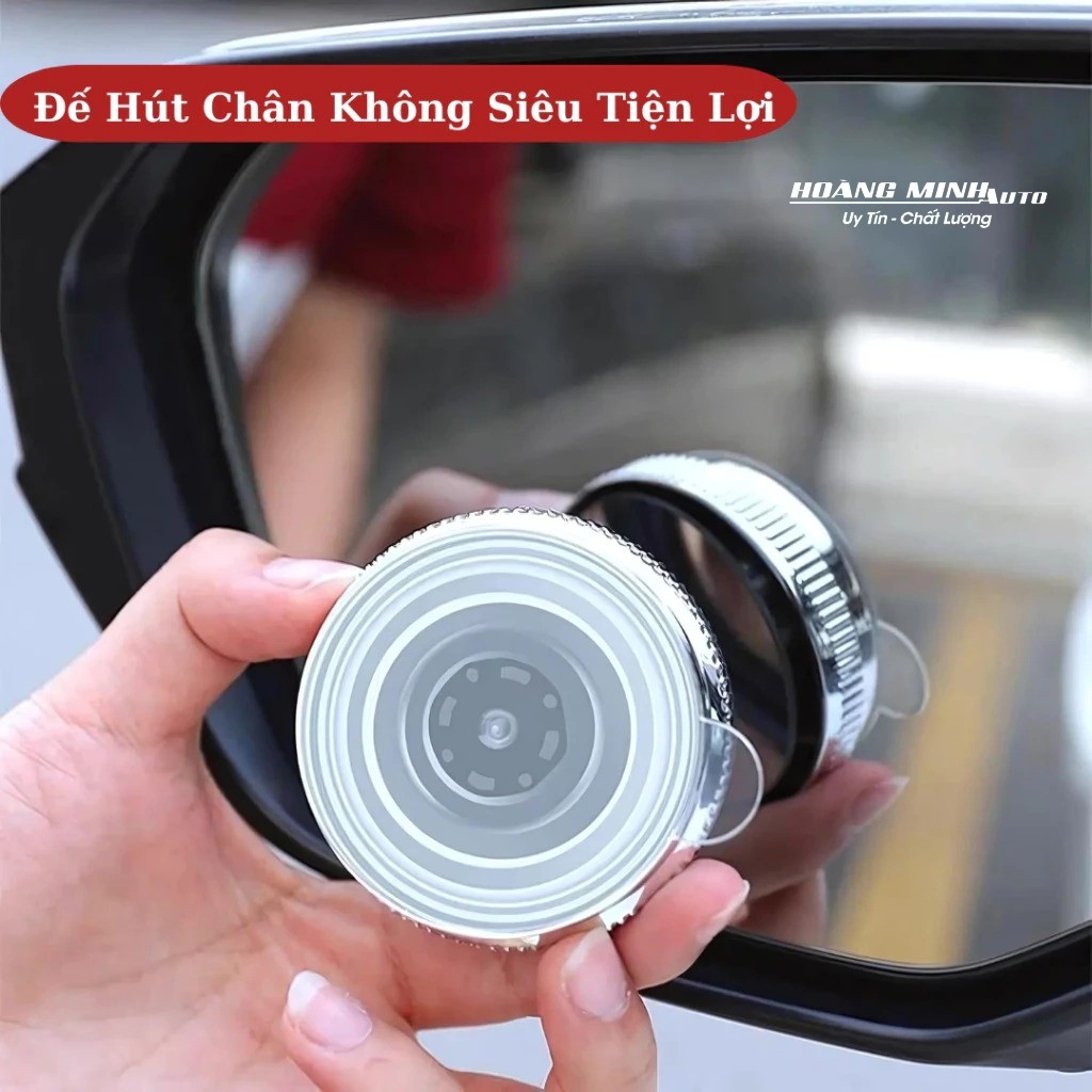 Bộ 2 gương cầu lồi đế hút chân không xoay 360 độ xóa điểm mù gắn kính ô tô