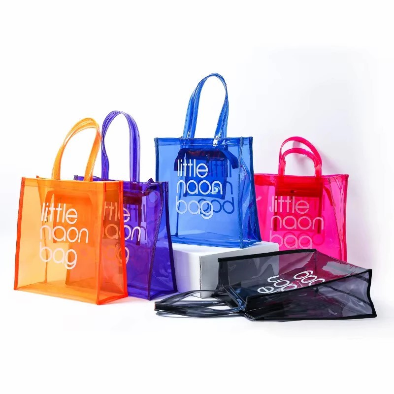 Túi xách nhựa GC2, Tote PVC trong suốt chống thấm nước, Neon, Túi mua sắm CG2