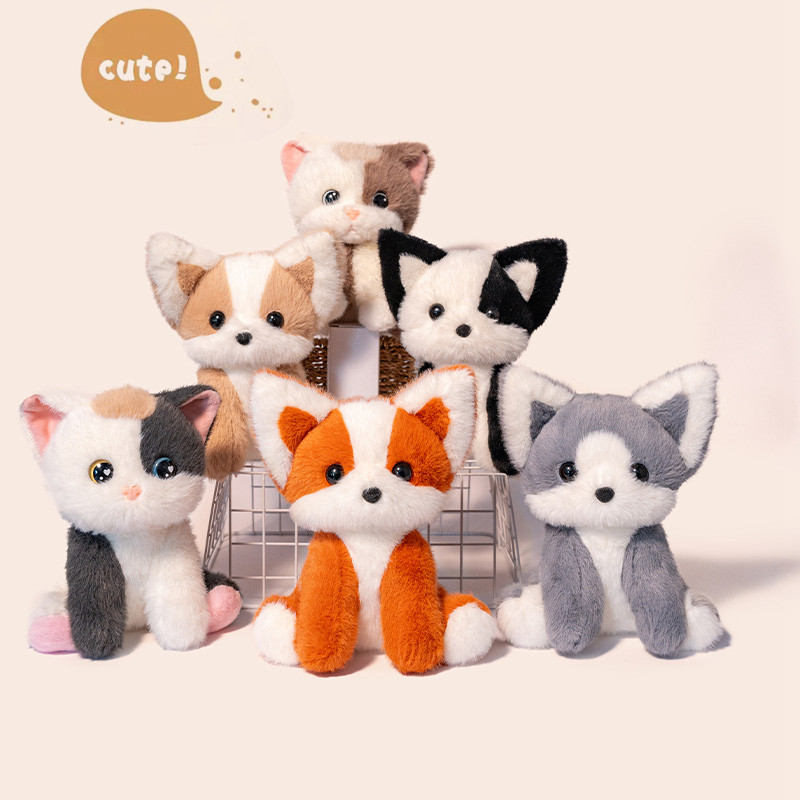Rytanda Cáo Búp Bê Mô Phỏng Dễ Thương Mèo Gối Chó Husky Mềm Động Vật Đồ Chơi Trẻ Em Làm Dịu Bạn Gái Sinh Nhật Quà Tặng Giáng Sinh Trang Trí Phòng Ngủ