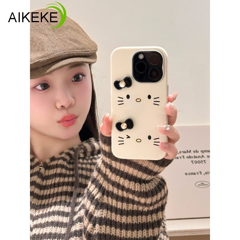 Ốp Điện Thoại Hello Kitty 3D Nơ Dễ Thương Cho OPPO A5 A3S Pro A3X A79 A80 A60 A40 A40M A38 A18 A36 A76 A96 A98 A56 A55 A55s A59 2023 A78 A58 A12 Find X3 Lite 5G 4G Da PU Mềm Mại Bao da