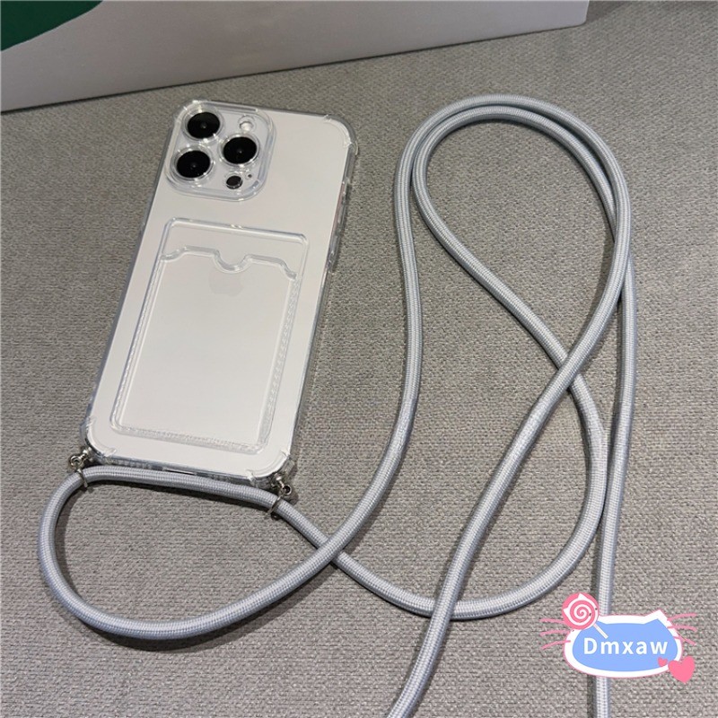Có Dây Đeo Ngang Trong Suốt Ốp Lưng Điện Thoại Redmi Note 14 13 12 Pro 14 13 12 Pro Plus 5G 4G Vỏ Đựng Thẻ Mềm Có Dây Đeo Màu Trơn