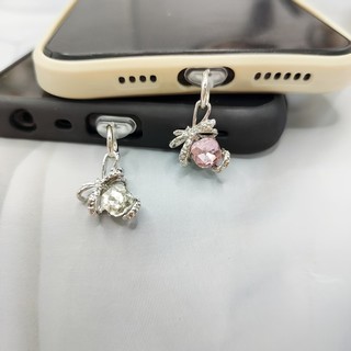 Điện thoại di động Cắm chống bụi diy Hợp kim nơ Mặt dây chuyền kim cương Trang trí điện thoại di động