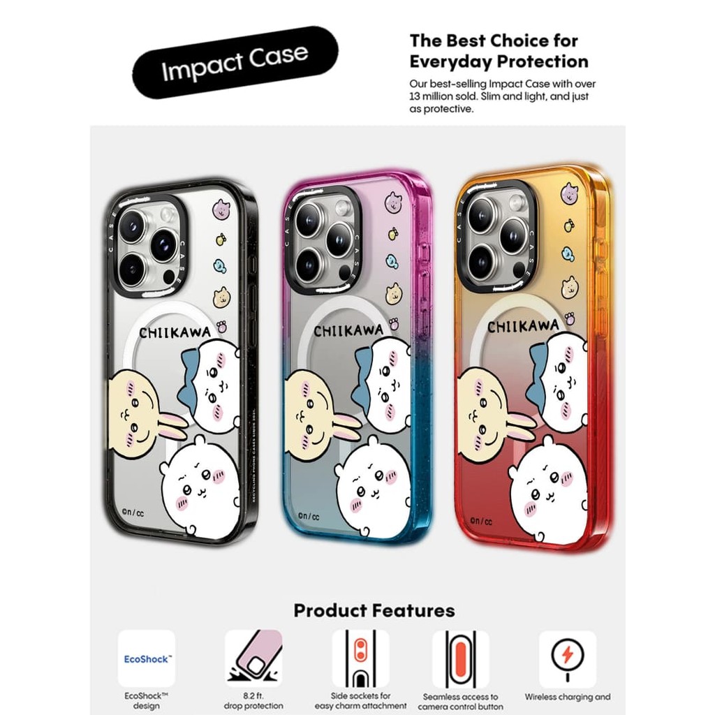 CASECASE X Chiikawa Ốp Đen Cạnh Đào Haze Cotton Kẹo Bộ Sưu Tập Màu Sắc Trong Suốt Cứng Từ Hút Tác Động Dành Cho Apple IPhone 12 13 14 15 16 Pro Max Plus Có Hộp