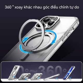 Ốp lưng cao cấp chống sốc chống vân tay tích hợp giá đỡ xoay 360° hỗ trợ sạc từ tính dùng cho iPhone 16 15 14 13 Pro Max
